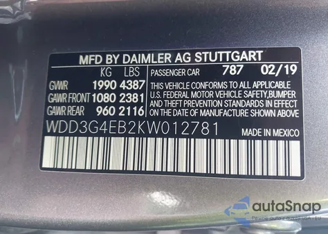 2019 Mercedes-Benz A 220 z USA, uszkodzony, nr VIN WDD3G4EB2KW012781